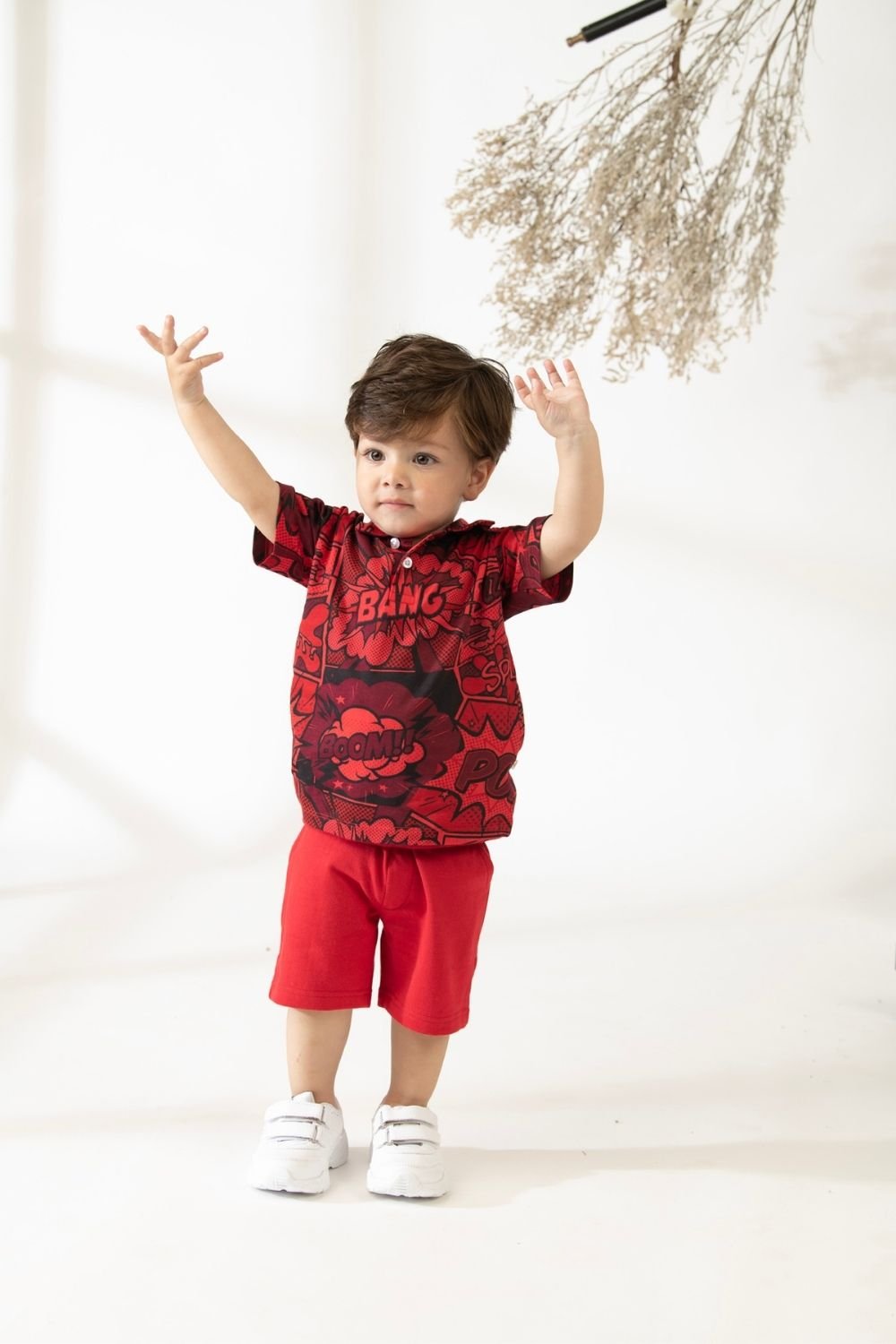 Knit Printed Polo T - shirt With Shorts - Heart & Soul